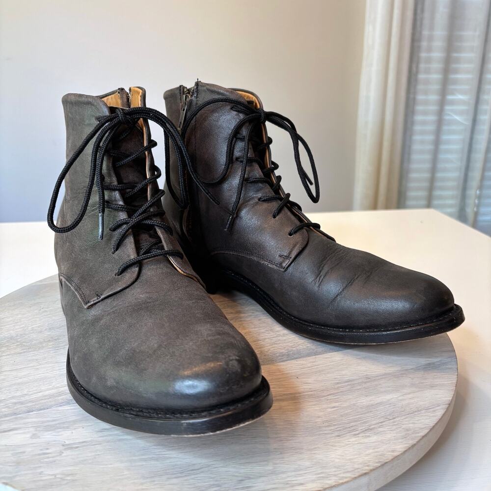 Freebird by Steven Paxton Lace Up Ankle Boots Gray Leather Men’s 11